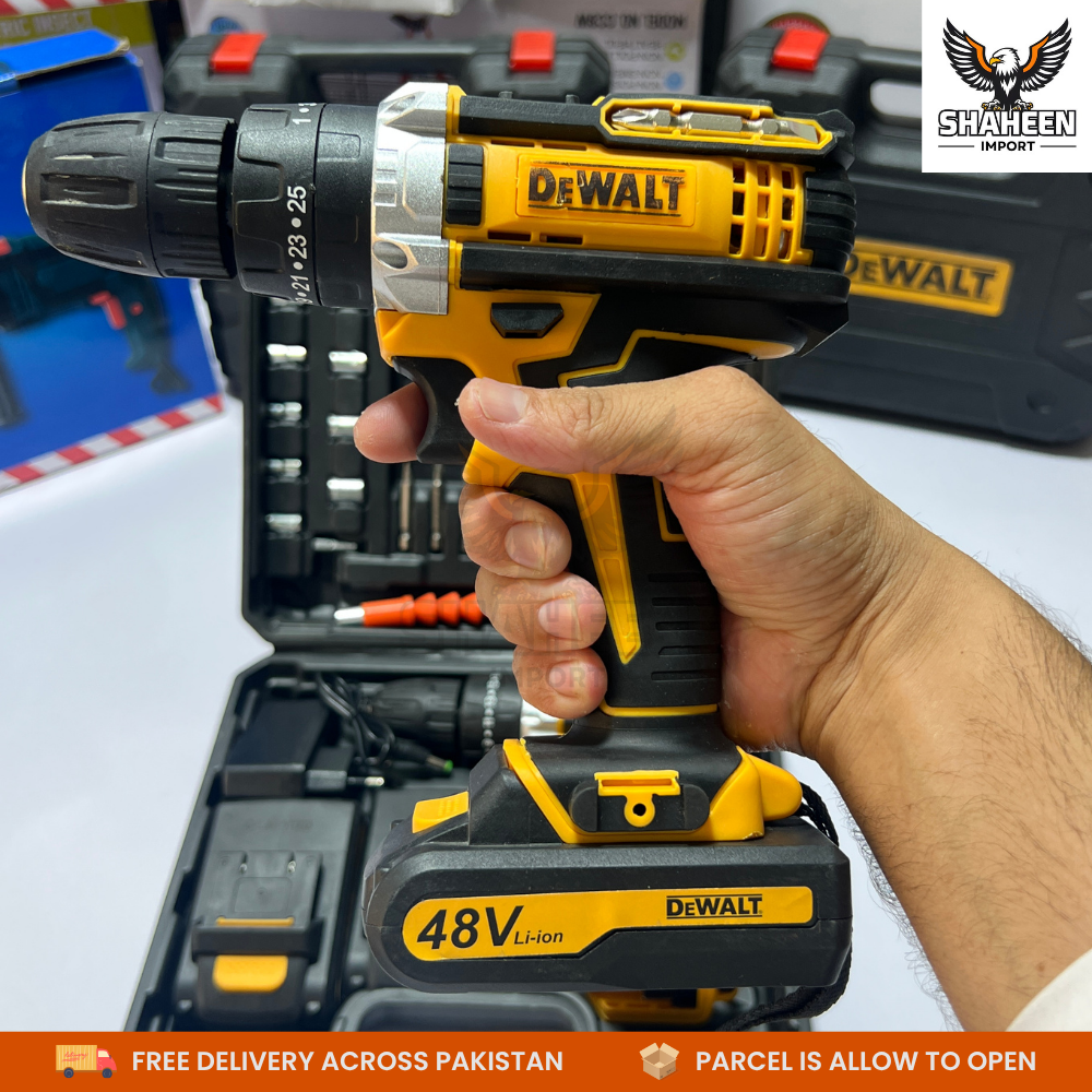 DeWalt 48V Cordless Hammer Drill – 3-in-1 Multifunction Power Tool with Dual Lithium Batteries