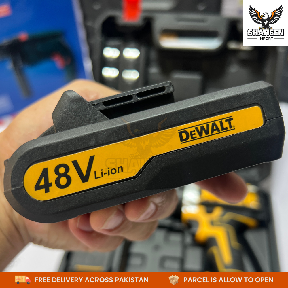 DeWalt 48V Cordless Hammer Drill – 3-in-1 Multifunction Power Tool with Dual Lithium Batteries